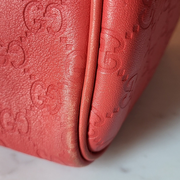 GUCCI RED GUCCISSIMA LEATHER JOY BOSTON HANDBAG - Picture 10 of 11